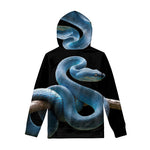 Blue Viper Snake Print Pullover Hoodie