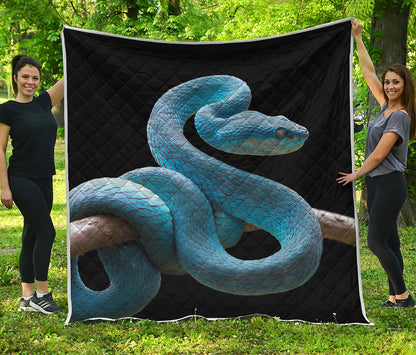 Blue Viper Snake Print Quilt