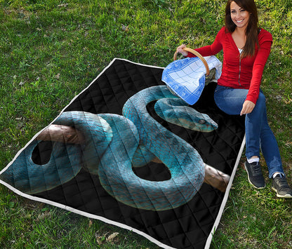 Blue Viper Snake Print Quilt