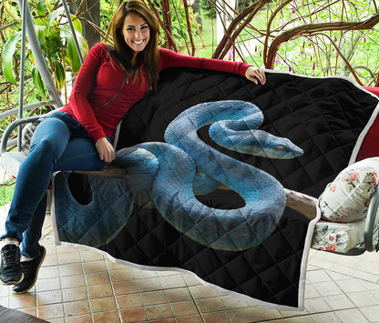 Blue Viper Snake Print Quilt