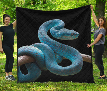 Blue Viper Snake Print Quilt