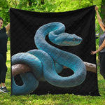 Blue Viper Snake Print Quilt