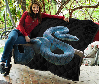 Blue Viper Snake Print Quilt