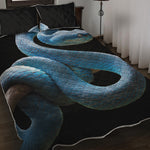 Blue Viper Snake Print Quilt Bed Set