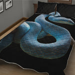 Blue Viper Snake Print Quilt Bed Set