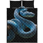 Blue Viper Snake Print Quilt Bed Set