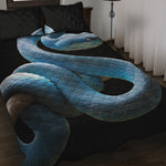 Blue Viper Snake Print Quilt Bed Set