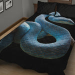 Blue Viper Snake Print Quilt Bed Set