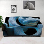 Blue Viper Snake Print Sofa Cover