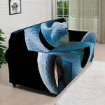 Blue Viper Snake Print Sofa Cover