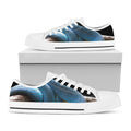 Blue Viper Snake Print White Low Top Sneakers