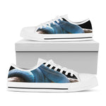 Blue Viper Snake Print White Low Top Shoes