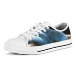 Blue Viper Snake Print White Low Top Shoes