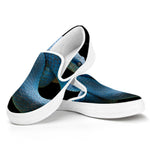 Blue Viper Snake Print White Slip On Shoes