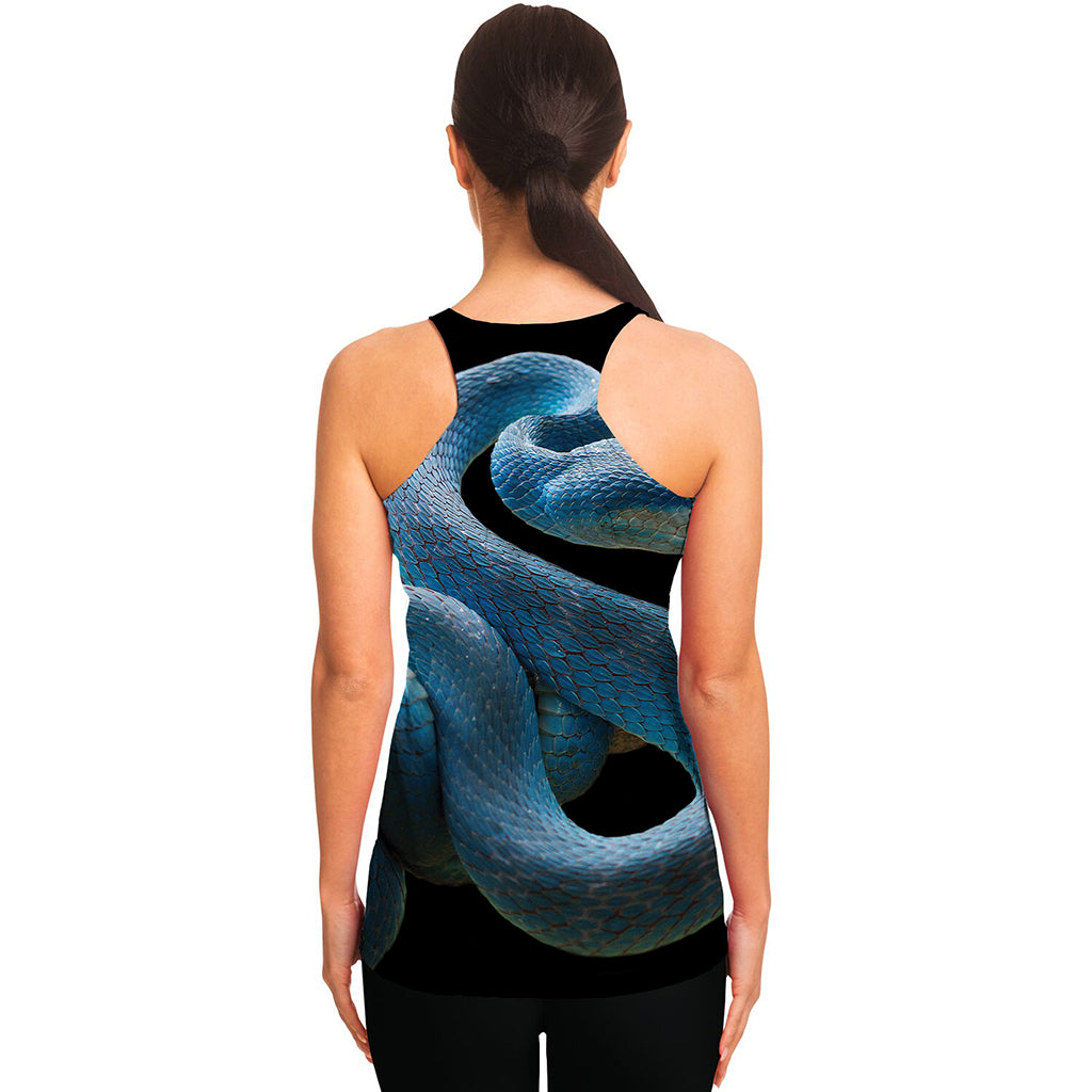 Blue Viper Snake Print Women's Racerback Tank Top