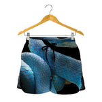 Blue Viper Snake Print Women's Shorts