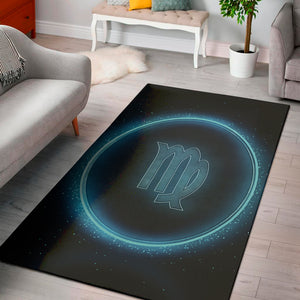 Blue Virgo Zodiac Sign Print Area Rug