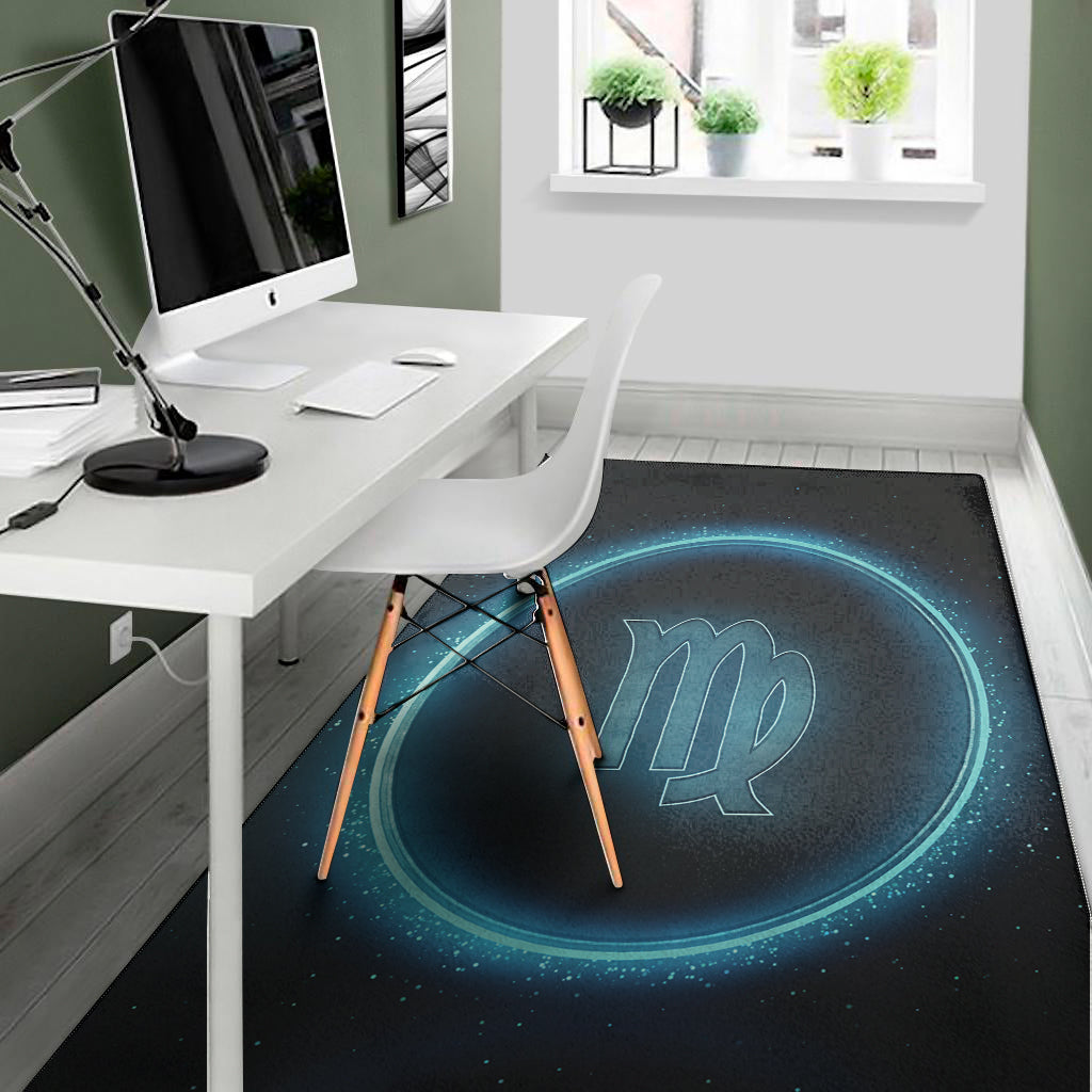 Blue Virgo Zodiac Sign Print Area Rug