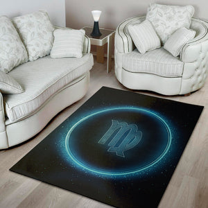 Blue Virgo Zodiac Sign Print Area Rug