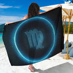 Blue Virgo Zodiac Sign Print Beach Sarong Wrap