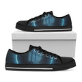 Blue Virgo Zodiac Sign Print Black Low Top Sneakers