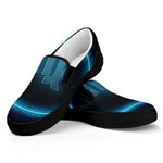 Blue Virgo Zodiac Sign Print Black Slip On Shoes