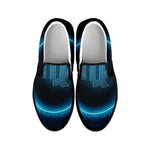 Blue Virgo Zodiac Sign Print Black Slip On Shoes