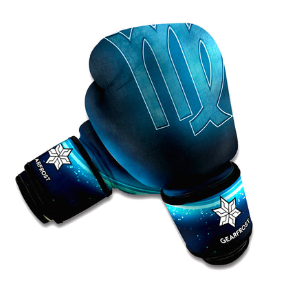 Blue Virgo Zodiac Sign Print Boxing Gloves