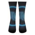 Blue Virgo Zodiac Sign Print Crew Socks