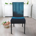 Blue Virgo Zodiac Sign Print Dining Chair Slipcover
