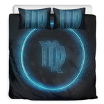 Blue Virgo Zodiac Sign Print Duvet Cover Bedding Set