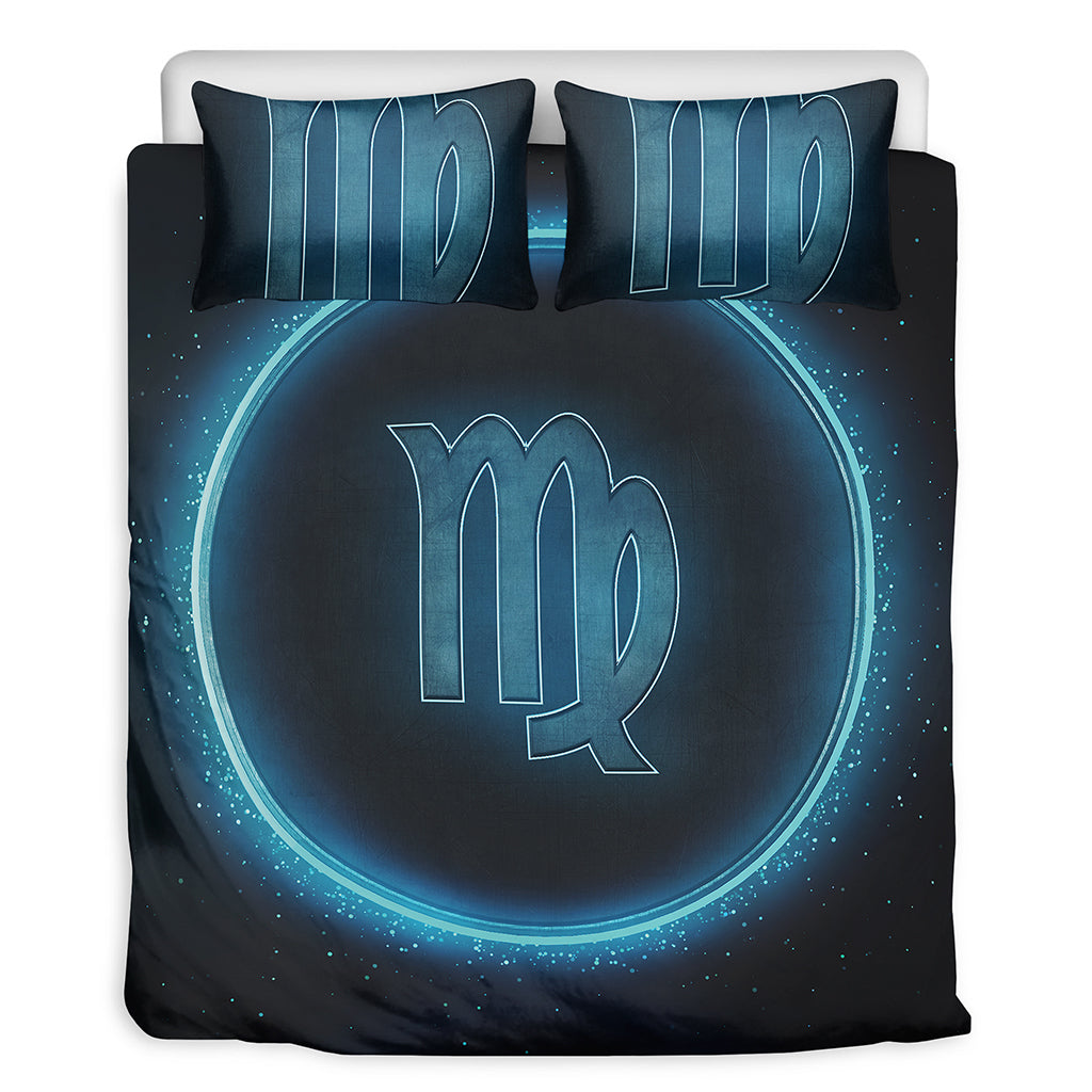 Blue Virgo Zodiac Sign Print Duvet Cover Bedding Set