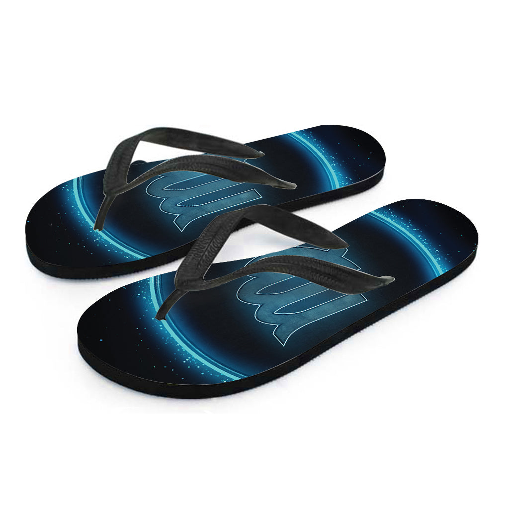 Blue Virgo Zodiac Sign Print Flip Flops