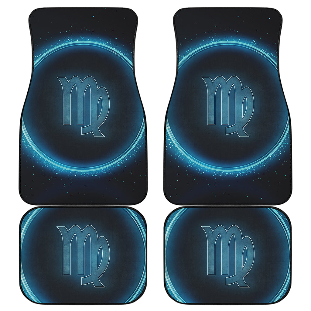 Blue Virgo Zodiac Sign Print Front and Back Car Floor Mats