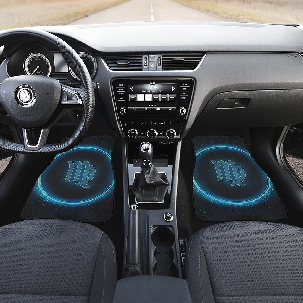 Blue Virgo Zodiac Sign Print Front and Back Car Floor Mats