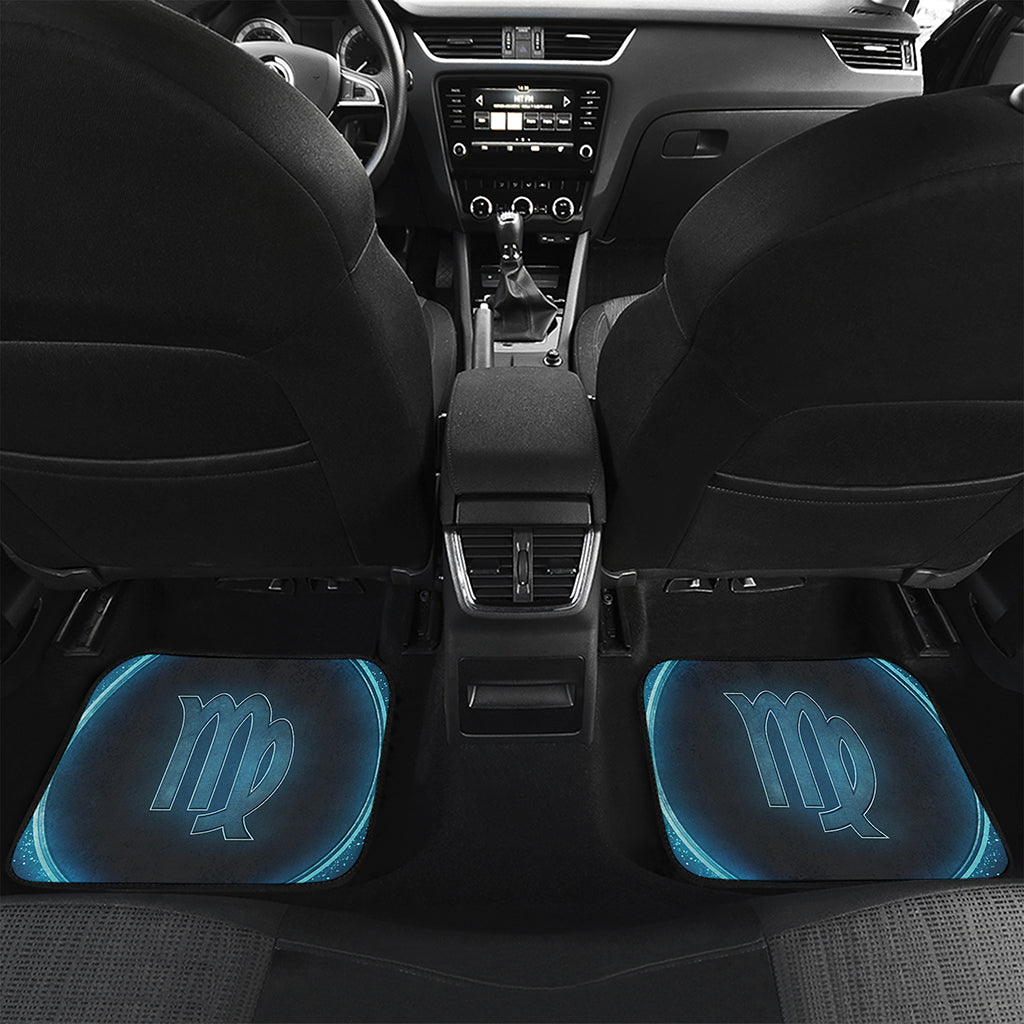 Blue Virgo Zodiac Sign Print Front and Back Car Floor Mats