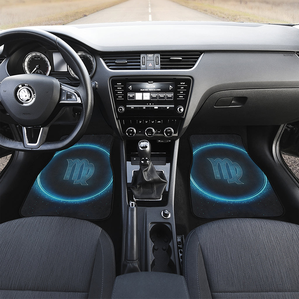 Blue Virgo Zodiac Sign Print Front Car Floor Mats