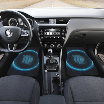 Blue Virgo Zodiac Sign Print Front Car Floor Mats