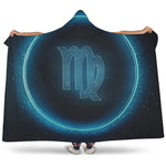 Blue Virgo Zodiac Sign Print Hooded Blanket