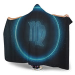 Blue Virgo Zodiac Sign Print Hooded Blanket