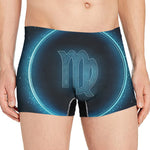 Blue Virgo Zodiac Sign Print Men's Boxer Briefs