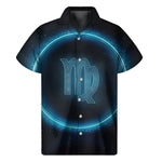 Blue Virgo Zodiac Sign Print Men's Short Sleeve Shirt