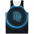 Blue Virgo Zodiac Sign Print Men's Tank Top