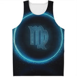 Blue Virgo Zodiac Sign Print Men's Tank Top