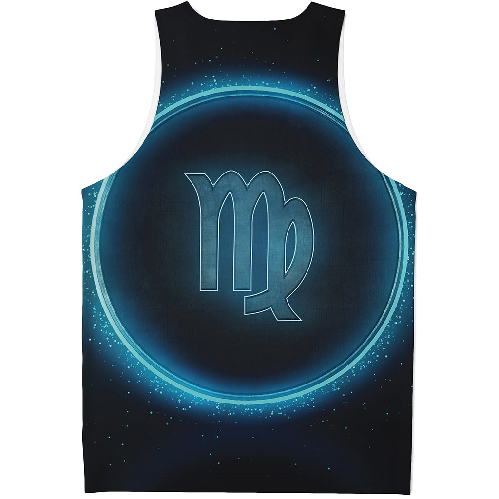 Blue Virgo Zodiac Sign Print Men's Tank Top