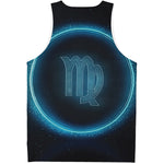 Blue Virgo Zodiac Sign Print Men's Tank Top