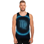 Blue Virgo Zodiac Sign Print Men's Tank Top