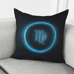 Blue Virgo Zodiac Sign Print Pillow Cover