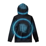 Blue Virgo Zodiac Sign Print Pullover Hoodie