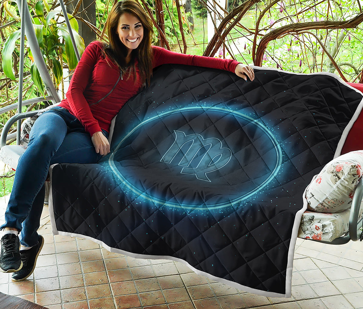 Blue Virgo Zodiac Sign Print Quilt